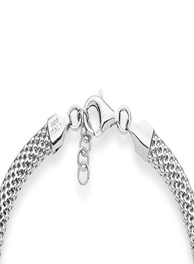 Miabella 925 Sterling Silver Italian 5mm Mesh Link Chain Bracelet for Women, Made in Italy (6.5 Inches) - Image 3